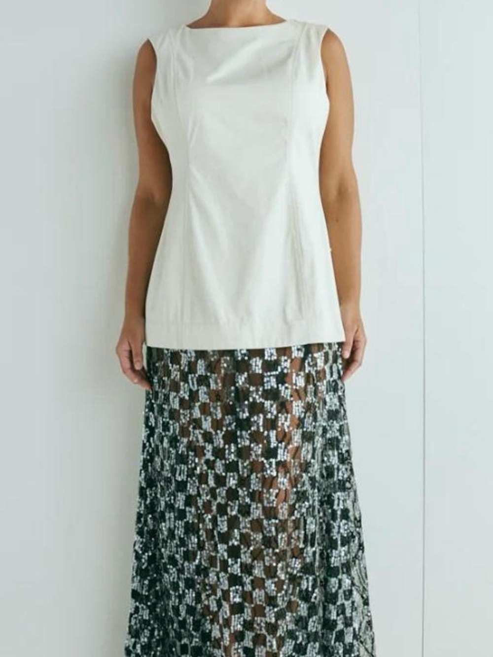 VRG GRL Robbie Sequin Dress in Cream NWT